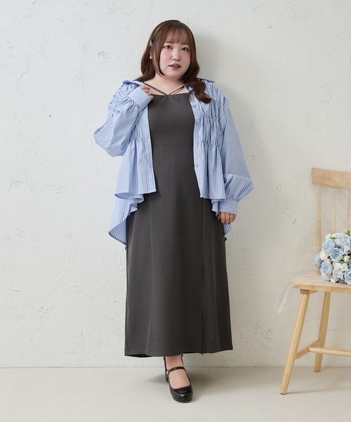 Louiosy(ルオシー)の「【Louiosy】【大きいサイズ】アソートIラインキャミワンピース(ワンピース・レディース・グレー/ホワイト系その他・4L/X-LARGE/3L)」の22枚目の写真
