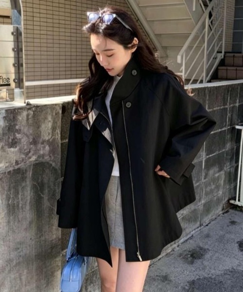 semplice(センプリチェ)の「トレンチコート【韓国ファッション】(トレンチコート・レディース・ブラック/キャメル・F)」の8枚目の写真