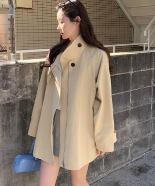 semplice(センプリチェ)の「トレンチコート【韓国ファッション】(トレンチコート・レディース・ブラック/キャメル・F)」の4枚目の写真