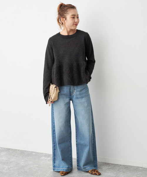Spick & Span(スピックアンドスパン)の「《追加》モヘヤ混ペプラムニット(ニット/セーター・レディース・グレー/ブラック・FREE)」の21枚目の写真