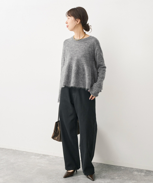 Spick & Span(スピックアンドスパン)の「《追加》モヘヤ混ペプラムニット(ニット/セーター・レディース・グレー/ブラック・FREE)」の22枚目の写真