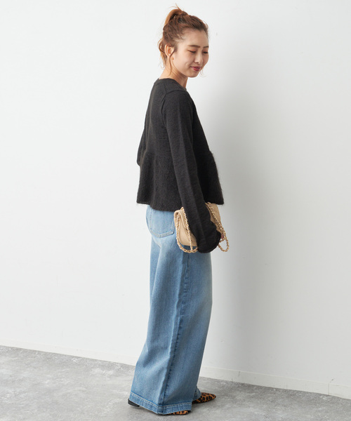 Spick & Span(スピックアンドスパン)の「《追加》モヘヤ混ペプラムニット(ニット/セーター・レディース・グレー/ブラック・FREE)」の12枚目の写真