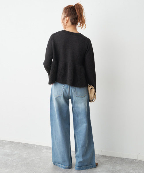 Spick & Span(スピックアンドスパン)の「《追加》モヘヤ混ペプラムニット(ニット/セーター・レディース・グレー/ブラック・FREE)」の13枚目の写真