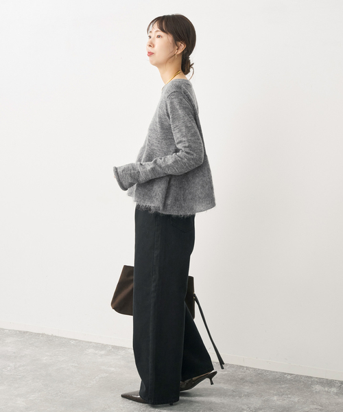 Spick & Span(スピックアンドスパン)の「《追加》モヘヤ混ペプラムニット(ニット/セーター・レディース・グレー/ブラック・FREE)」の18枚目の写真