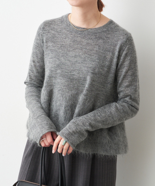 Spick & Span(スピックアンドスパン)の「《追加》モヘヤ混ペプラムニット(ニット/セーター・レディース・グレー/ブラック・FREE)」の20枚目の写真