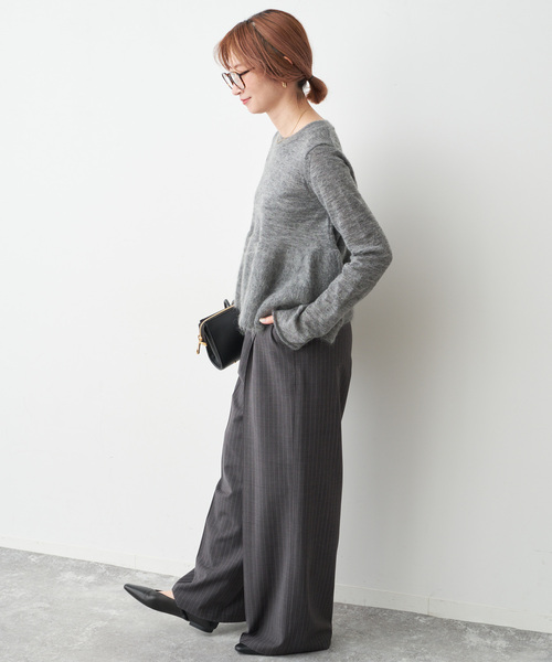 Spick & Span(スピックアンドスパン)の「《追加》モヘヤ混ペプラムニット(ニット/セーター・レディース・グレー/ブラック・FREE)」の6枚目の写真