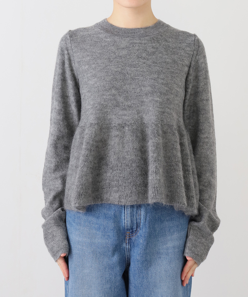 Spick & Span(スピックアンドスパン)の「《追加》モヘヤ混ペプラムニット(ニット/セーター・レディース・グレー/ブラック・FREE)」の7枚目の写真