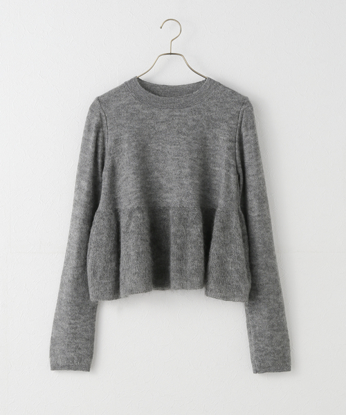 Spick & Span(スピックアンドスパン)の「《追加》モヘヤ混ペプラムニット(ニット/セーター・レディース・グレー/ブラック・FREE)」の11枚目の写真