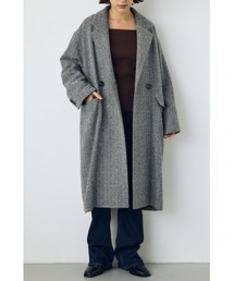 AZUL by moussy | 【着丈バリエ】ヘリンボーンツイードチェスターロングコート 秋服 冬服　お尻が隠れる　体系カバー　マニッシュ(チェスターコート)