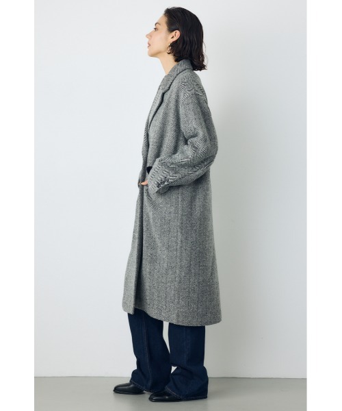 AZUL by moussy（アズールバイマウジー）の「【着丈バリエ】ヘリンボーンツイードチェスターロングコート 秋服 冬服　お尻が隠れる　体系カバー　マニッシュ（チェスターコート・レディース・ブラック系その他/ブラウン系その他・MEDIUM/SMALL）」の16枚目の写真