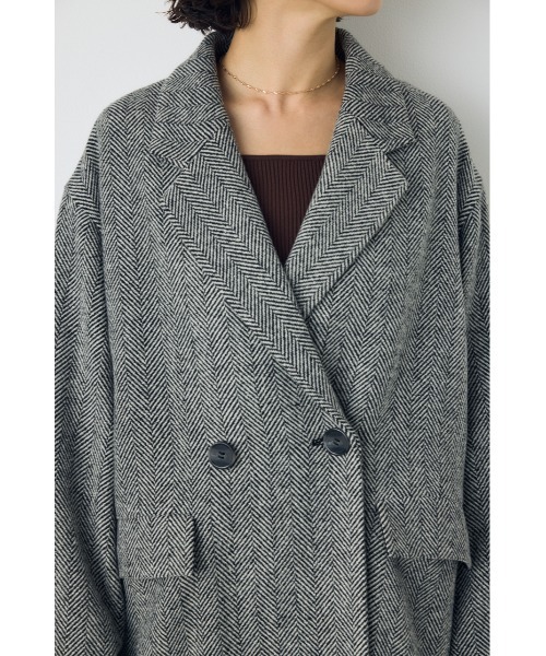 AZUL by moussy（アズールバイマウジー）の「【着丈バリエ】ヘリンボーンツイードチェスターロングコート 秋服 冬服　お尻が隠れる　体系カバー　マニッシュ（チェスターコート・レディース・ブラック系その他/ブラウン系その他・MEDIUM/SMALL）」の18枚目の写真