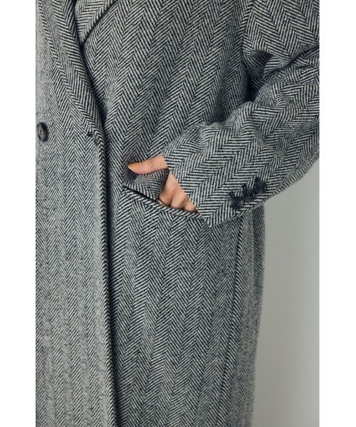AZUL by moussy（アズールバイマウジー）の「【着丈バリエ】ヘリンボーンツイードチェスターロングコート 秋服 冬服　お尻が隠れる　体系カバー　マニッシュ（チェスターコート・レディース・ブラック系その他/ブラウン系その他・MEDIUM/SMALL）」の21枚目の写真