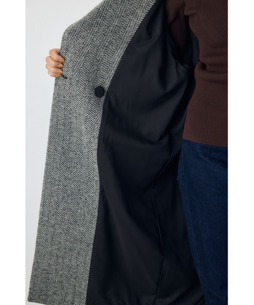 AZUL by moussy（アズールバイマウジー）の「【着丈バリエ】ヘリンボーンツイードチェスターロングコート 秋服 冬服　お尻が隠れる　体系カバー　マニッシュ（チェスターコート・レディース・ブラック系その他/ブラウン系その他・MEDIUM/SMALL）」の22枚目の写真