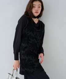 チュニック（ブラック/黒色系・花柄・ボタニカル柄）ファッション通販