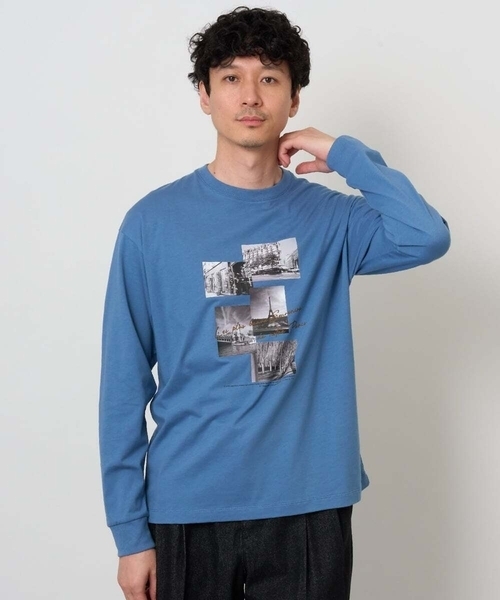 a.v.v(アーヴェヴェ)の「フォトプリントワイドシルエットカットソー(Tシャツ/カットソー・メンズ・ダークインディゴブルー/ホワイト・46/48)」の1枚目の写真