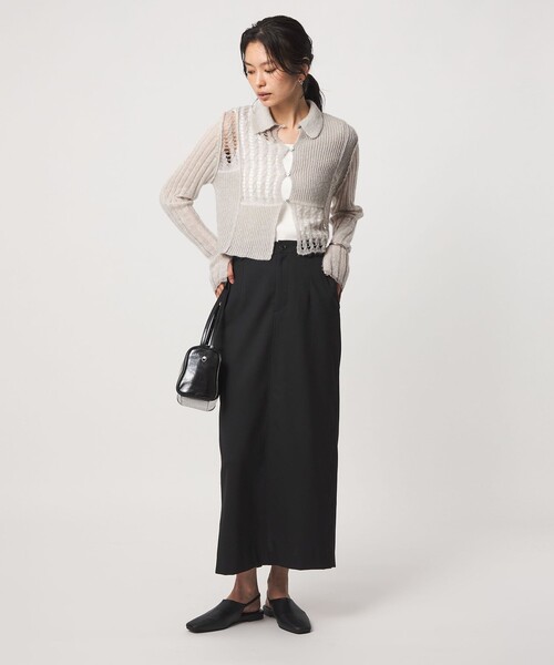 green label relaxing(グリーンレーベルリラクシング)の「【別注】<tyn.TGOR>パネル カラー カーディガン(カーディガン/ボレロ・レディース・ダークグレー/ライトグレー・FREE)」の5枚目の写真