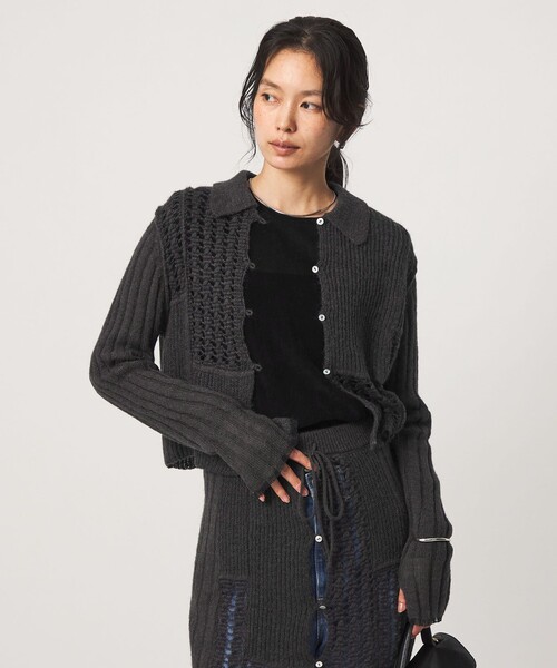 green label relaxing(グリーンレーベルリラクシング)の「【別注】<tyn.TGOR>パネル カラー カーディガン(カーディガン/ボレロ・レディース・ダークグレー/ライトグレー・FREE)」の7枚目の写真