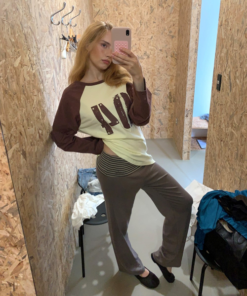 ASURA(アスラ)の「COLLECTING 04 LOOSE RAGLAN T (LEMON+BROWN)(Tシャツ/カットソー・レディース・その他・OS)」の6枚目の写真