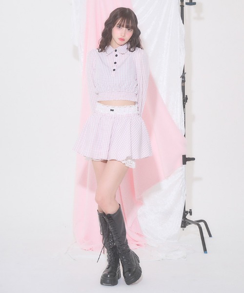 FickleBebe(フィクルベベ)の「ギンガムショートブラウス(シャツ/ブラウス・レディース・ピンク/ブラック・FREE)」の20枚目の写真