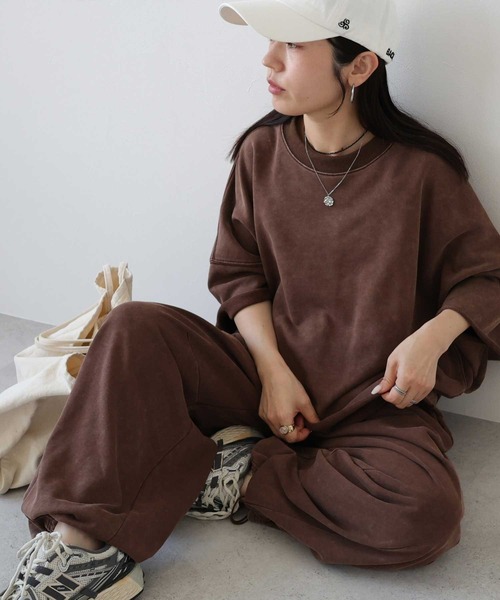 zena(ジェナ)の「パウダースウェット裾ドロストパンツ(スウェットパンツ・レディース・チャコールグレー/ブラウン/レッド/オートミール・FREE)」の1枚目の写真