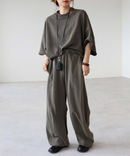 zena(ジェナ)の「パウダースウェット裾ドロストパンツ(スウェットパンツ・レディース・チャコールグレー/ブラウン/レッド/オートミール・FREE)」の2枚目の写真