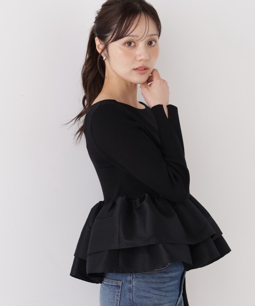 PROPORTION BODY DRESSING（プロポーションボディドレッシング）の「フリルペプラムニット / 1216270012（ニット/セーター・レディース・ブラック/ブラウン/ブラック系その他・FREE）」の6枚目の写真