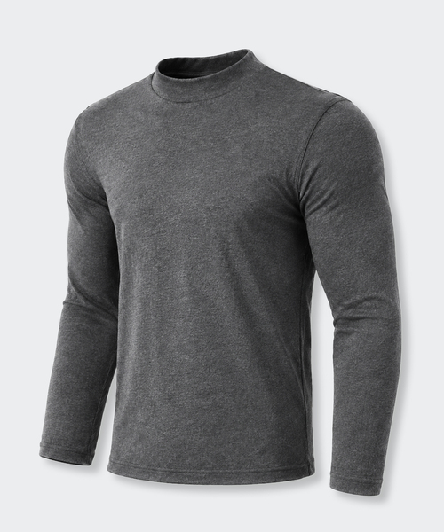 AFRESH(アフレッシュ)の「無地モックネック マッスルフィット ロングスリーブ(全3色)(Tシャツ/カットソー・メンズ・ブラック/モカ/チャコール・MEDIUM/LARGE/X-LARGE/XX-LARGE)」の2枚目の写真