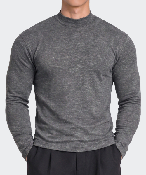 AFRESH(アフレッシュ)の「無地モックネック マッスルフィット ロングスリーブ(全3色)(Tシャツ/カットソー・メンズ・ブラック/モカ/チャコール・MEDIUM/LARGE/X-LARGE/XX-LARGE)」の5枚目の写真