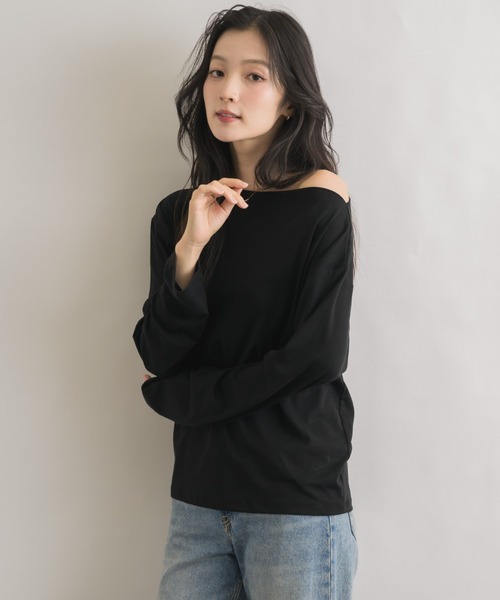 NEUNA(ヌナ)の「ワンショル袖刺繍ロンT(Tシャツ/カットソー・レディース・ブラック/アイボリー・FREE)」の22枚目の写真