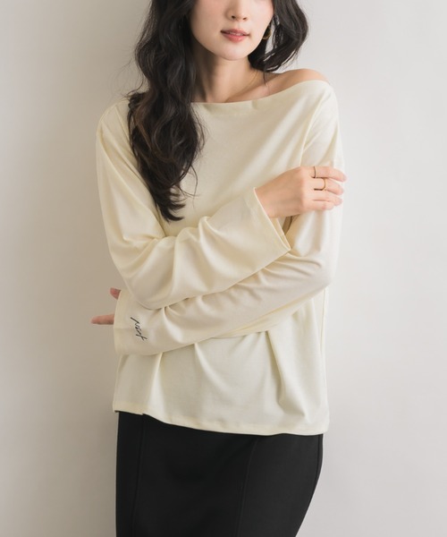 NEUNA(ヌナ)の「ワンショル袖刺繍ロンT(Tシャツ/カットソー・レディース・ブラック/アイボリー・FREE)」の20枚目の写真