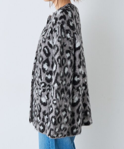 RIVE DROITE(リヴドロワ)の「レオパードニットジャケット(秋服/冬服)(ノーカラージャケット・レディース・ベージュ/グレー・FREE)」の11枚目の写真