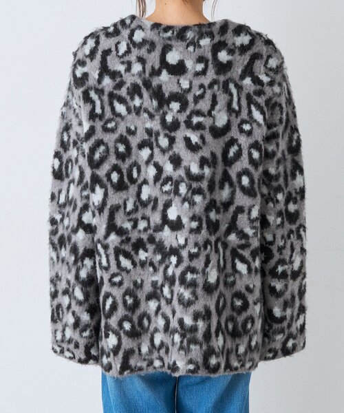 RIVE DROITE(リヴドロワ)の「レオパードニットジャケット(秋服/冬服)(ノーカラージャケット・レディース・ベージュ/グレー・FREE)」の12枚目の写真