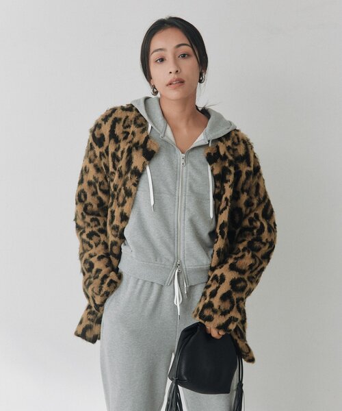 RIVE DROITE(リヴドロワ)の「レオパードニットジャケット(秋服/冬服)(ノーカラージャケット・レディース・ベージュ/グレー・FREE)」の19枚目の写真