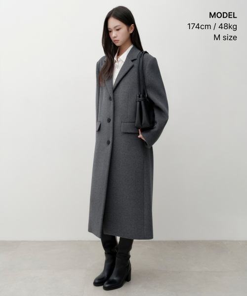 MUSINSA STANDARD WOMAN（ムシンサスタンダードウーマン）の「ウィメンズカシミヤブレンドオーバーショルダーシングルコート[ミディアムグレー]（チェスターコート・レディース・その他・MEDIUM/LARGE/X-SMALL/SMALL）」の5枚目の写真