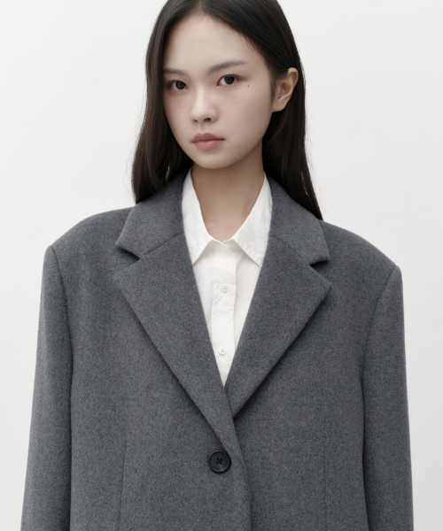 MUSINSA STANDARD WOMAN（ムシンサスタンダードウーマン）の「ウィメンズカシミヤブレンドオーバーショルダーシングルコート[ミディアムグレー]（チェスターコート・レディース・その他・MEDIUM/LARGE/X-SMALL/SMALL）」の3枚目の写真