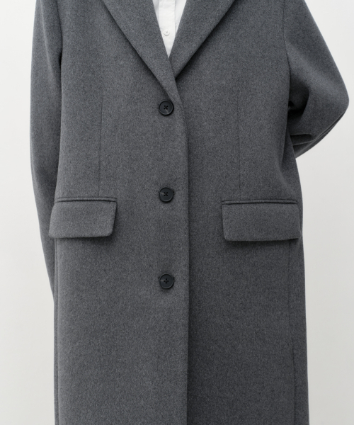 MUSINSA STANDARD WOMAN（ムシンサスタンダードウーマン）の「ウィメンズカシミヤブレンドオーバーショルダーシングルコート[ミディアムグレー]（チェスターコート・レディース・その他・MEDIUM/LARGE/X-SMALL/SMALL）」の4枚目の写真
