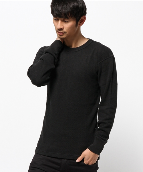 Abiding Aim(アバイディングエイム)の「【JEMORGAN】長袖ハニカムワッフルクルーネック Tシャツ(Tシャツ/カットソー・メンズ・ブラック/ホワイト・LARGE/MEDIUM)」の2枚目の写真