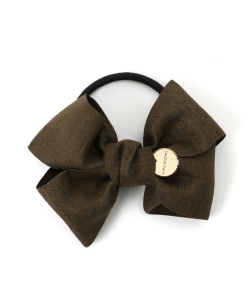 ANEMONE（アネモネ）の「スラブ織りミラーリボンのヘアゴム（ヘアゴム・レディース・カーキ/アイボリー/ネイビー/ベージュ/ブルー/ワイン/ブラック/ダークグレー・FREE）」の5枚目の写真