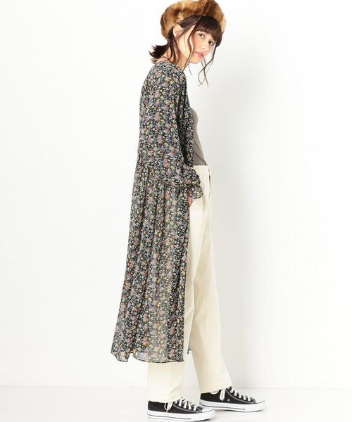 Another Edition(アナザーエディション)の「シフォンフラワープリントガウンワンピース/ AEBFC シフォン S-FLOWER PRT◆(ワンピース・レディース・ブラック/オレンジ・FREE)」の6枚目の写真