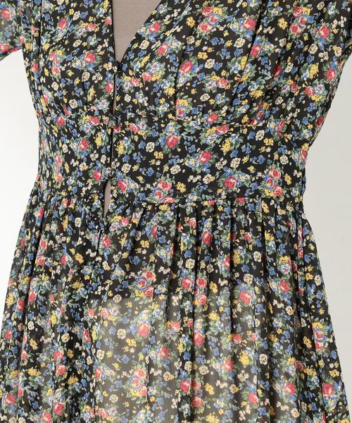Another Edition(アナザーエディション)の「シフォンフラワープリントガウンワンピース/ AEBFC シフォン S-FLOWER PRT◆(ワンピース・レディース・ブラック/オレンジ・FREE)」の12枚目の写真