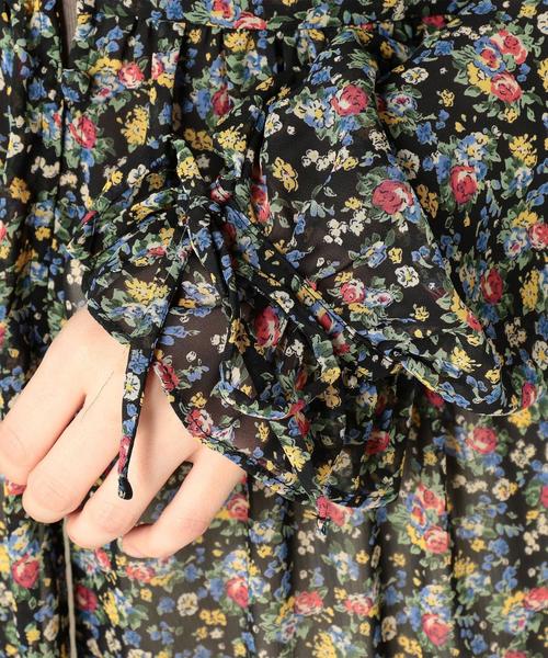 Another Edition(アナザーエディション)の「シフォンフラワープリントガウンワンピース/ AEBFC シフォン S-FLOWER PRT◆(ワンピース・レディース・ブラック/オレンジ・FREE)」の15枚目の写真