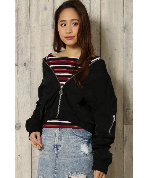 VENCEEXCHANGE（ヴァンスエクスチェンジ）の「オフショルMA-1                       （MA-1・レディース・ダークグリーン/ブラック・MEDIUM）」の2枚目の写真