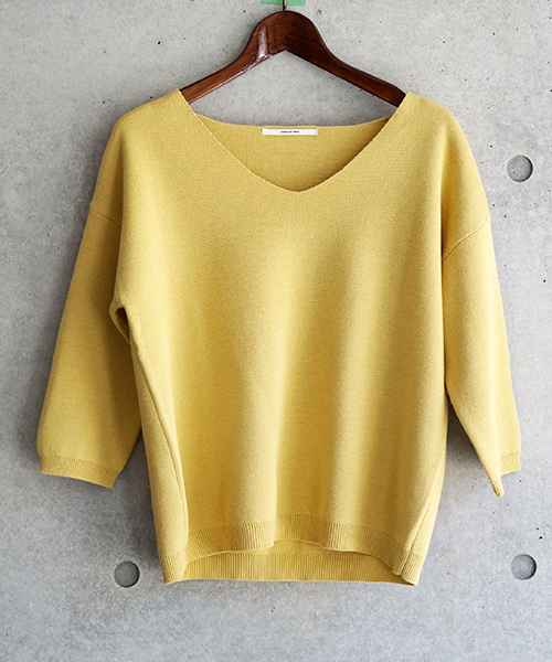 laboratory work（ラボラトリーワーク）の「クールラボミラノリブ Vプルオーバー（ニット/セーター・レディース・ピンク/イエロー/ネイビー/サックスブルー/オフホワイト・MEDIUM）」の15枚目の写真