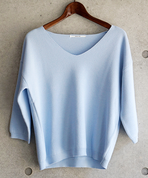 laboratory work（ラボラトリーワーク）の「クールラボミラノリブ Vプルオーバー（ニット/セーター・レディース・ピンク/イエロー/ネイビー/サックスブルー/オフホワイト・MEDIUM）」の17枚目の写真