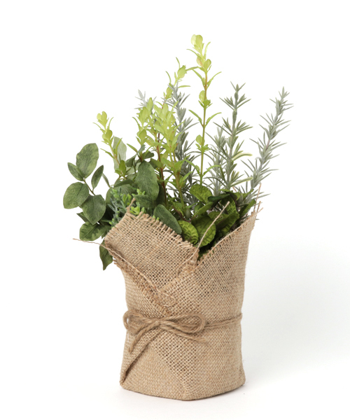 SPICE(スパイス)の「イミテーショングリーン ミックスハーブ(ジュート袋入) DECOR IMITATION(インテリアアクセサリー)」|グリーン