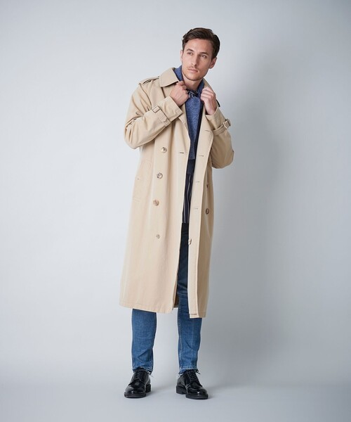 100年コート（ヒャクネンコート）の「＜100年コート＞エイジドクラシックダブルトレンチコート（トレンチコート・メンズ・ネイビー/ベージュ・S/L/M）」の14枚目の写真