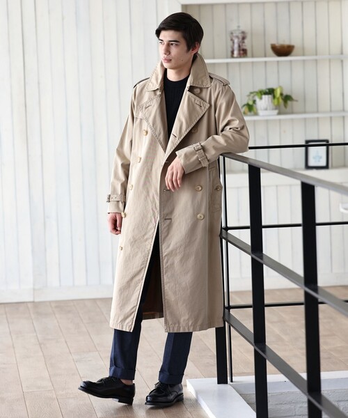 100年コート（ヒャクネンコート）の「＜100年コート＞エイジドクラシックダブルトレンチコート（トレンチコート・メンズ・ネイビー/ベージュ・S/L/M）」の13枚目の写真