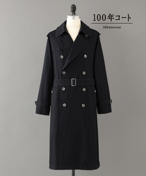 100年コート（ヒャクネンコート）の「＜100年コート＞エイジドクラシックダブルトレンチコート（トレンチコート・メンズ・ネイビー/ベージュ・S/L/M）」の4枚目の写真