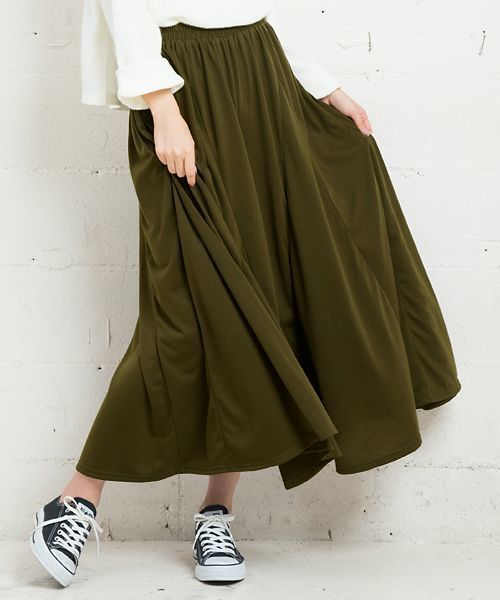 KOBE LETTUCE（コウベレタス）の「ふんわり広がるシルエットに視線集中！ウエストゴム☆大人のサーキュラースカンツ/レディース[M1980]神戸レタス（その他パンツ・レディース・ネイビー/ブラック/ワイン/カーキ/ブラウン/グレー・FREE）」の4枚目の写真