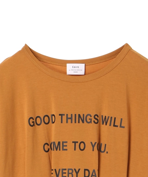 Editt by YECCA VECCA（エディットバイイェッカヴェッカ）の「タックデザインロゴＴｅｅ（Tシャツ/カットソー・レディース・ホワイト/ブラック/キャメル・FREE）」の5枚目の写真